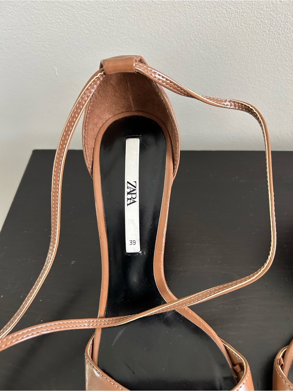 Zara Brown Square-Toe Heel Sandals, Size 39. - Picture 3 of 14